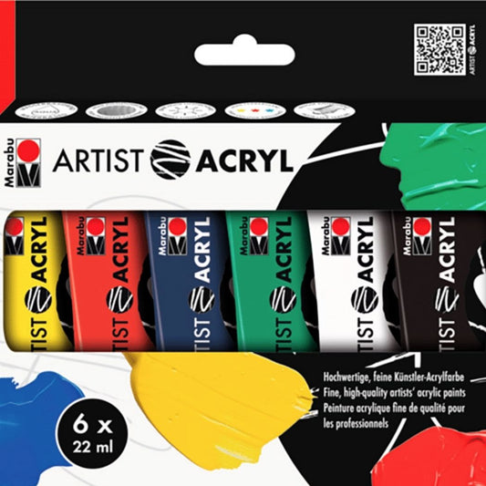 Akryylivärilajitelma 6x22 ml, Marabu